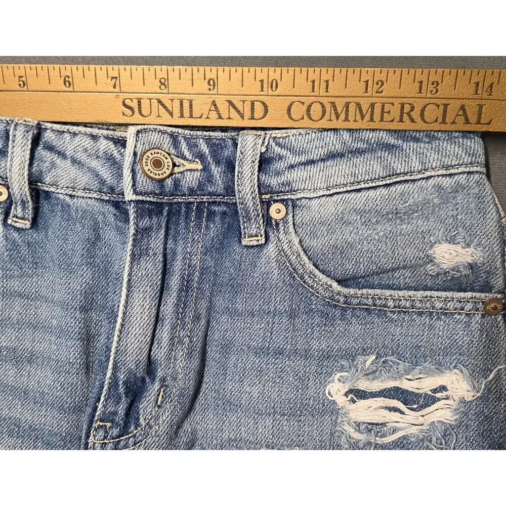 Kancan Ella High Rise Fray Hem Mom Shorts Size 5/26 Cut Off Stretch Distressed
